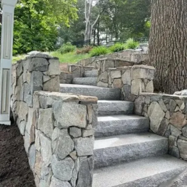 Natural stone wall and staircase